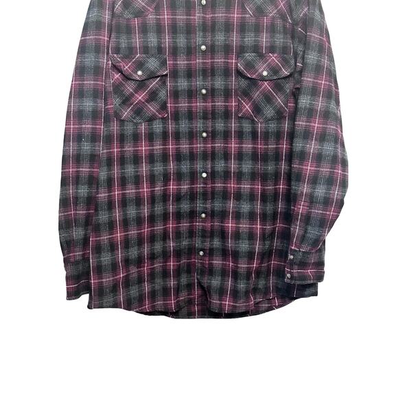 Falcon Bay Collared Shirt Snap Button Plaid Pattern Chest Pockets Multicolor  L - Picture 3 of 9